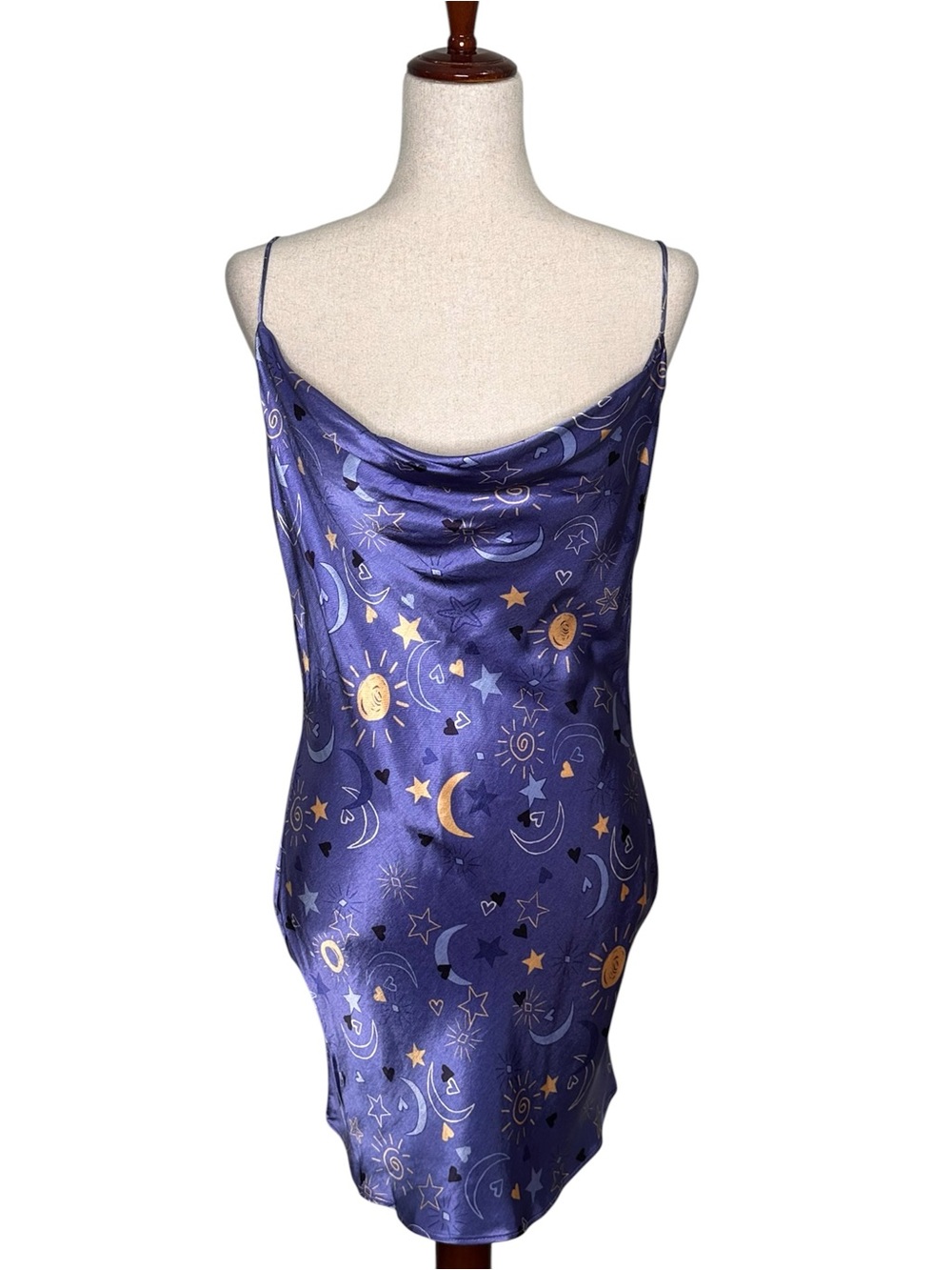 Zara NWT Silky Purple Celestial Slip mini Dress Cowl Neck. Fairy. Party. Rave S - Picture 7 of 16